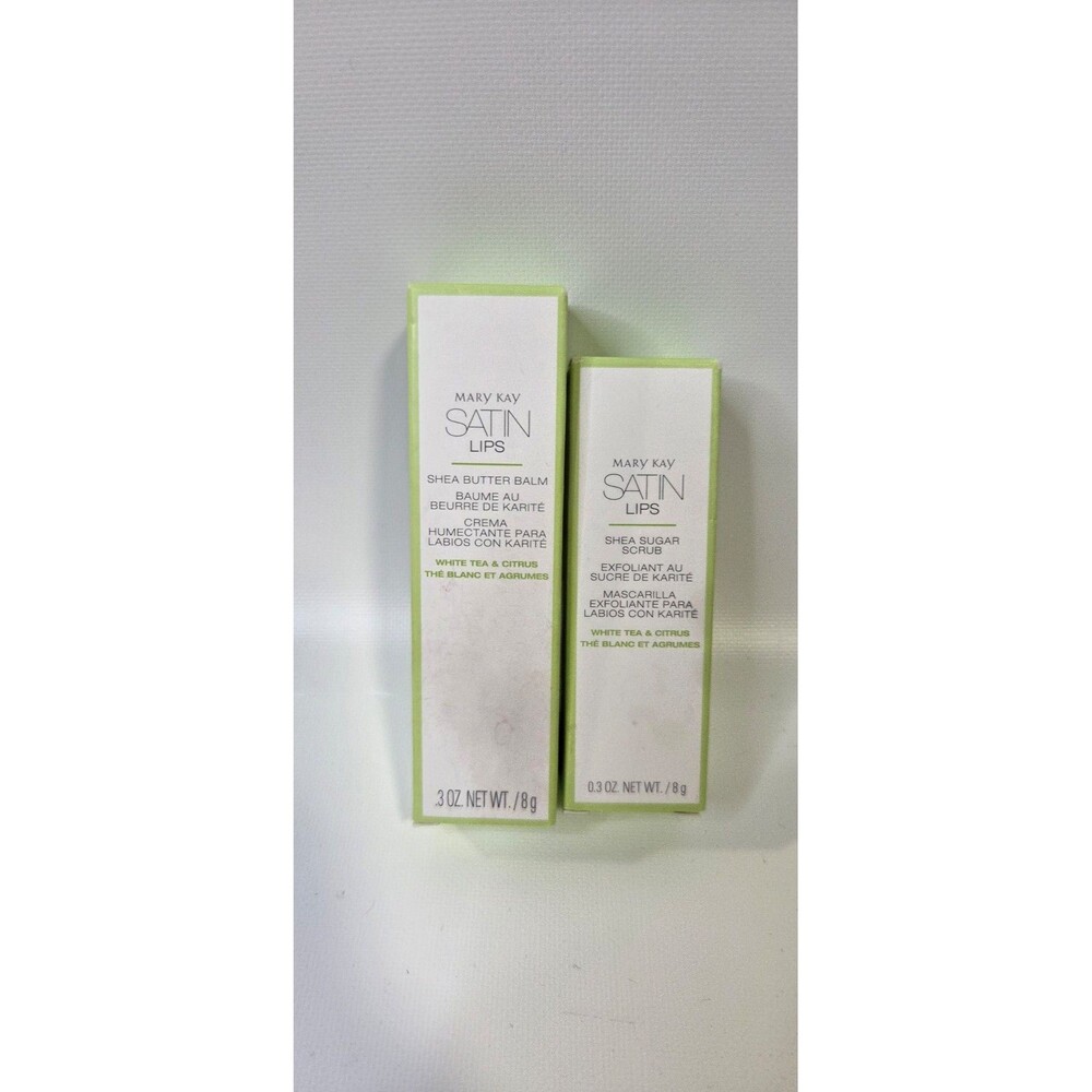 Mary Kay Satin Lips Shea Butter Balm 0.3 oz and Shea Sugar Scrub 0.3 Oz NEW